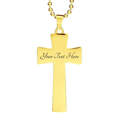 I'M A PROUD FIREFIGHTER DAD - SILVER OR GOLD CROSS SHAPED NECKLACE MILITARY BALL CHAIN (EO) - podprintz.com