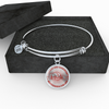 FATHER DAUGHTER FIST BUMP BEST FRIENDS - (RED ON TRANSPARENT) SILVER FINISHED CIRCLE BANGLE BRACELET - podprintz.com