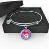 FIRST MY MOTHER, FOREVER MY FRIEND (WHITE ON PURPLE) SILVER AND GOLD FINISHED CIRCLE SHAPED NECKLACE - podprintz.com