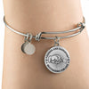 FATHER DAUGHTER FIST BUMP BEST FRIENDS - (BLACK ON TRANSPARENT) SILVER FINISHED CIRCLE BANGLE BRACELET - podprintz.com