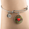 My Little Girl Forever, Love Dad (Yellow Text) - Silver Finished Circle Bangle Bracelet - podprintz.com