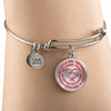 My Little Girl Forever, Love Dad - Silver Finished Circle Bangle Bracelet (Red on Transparent) - podprintz.com