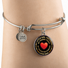 My Little Girl Forever, Love Dad (Yellowish Text) - Silver Finished Circle Bangle Bracelet - podprintz.com