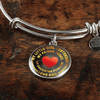 My Little Girl Forever, Love Dad (Yellow Text) - Silver Finished Circle Bangle Bracelet - podprintz.com