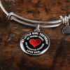 My Little Girl Forever, Love Dad (White Text) - Silver Finished Circle Bangle Bracelet - podprintz.com