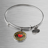 My Little Girl Forever, Love Dad (Yellow Text) - Silver Finished Circle Bangle Bracelet - podprintz.com