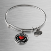 My Little Girl Forever, Love Dad (White Text) - Silver Finished Circle Bangle Bracelet - podprintz.com