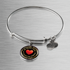 My Little Girl Forever, Love Dad (Yellowish Text) - Silver Finished Circle Bangle Bracelet - podprintz.com
