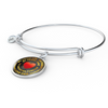 My Little Girl Forever, Love Dad (Yellow Text) - Silver Finished Circle Bangle Bracelet - podprintz.com