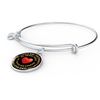My Little Girl Forever, Love Dad (Yellowish Text) - Silver Finished Circle Bangle Bracelet - podprintz.com