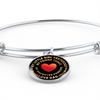 My Little Girl Forever, Love Dad (Yellowish Text) - Silver Finished Circle Bangle Bracelet - podprintz.com