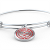 My Little Girl Forever, Love Dad - Silver Finished Circle Bangle Bracelet (Red on Transparent) - podprintz.com