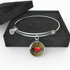 My Little Girl Forever, Love Dad (Yellow Text) - Silver Finished Circle Bangle Bracelet - podprintz.com