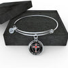 LORD IS MY STRENGTH AND MY SHIELD (RED CROSS) - SILVER AND GOLD FINISHED CIRCLE BANGLE BRACELET EO - podprintz.com
