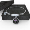 LORD IS MY STRENGTH AND MY SHIELD (PURPLE CROSS) - SILVER AND GOLD FINISHED CIRCLE BANGLE BRACELET EO - podprintz.com