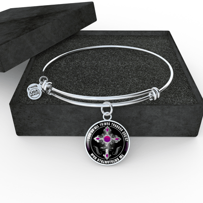 I Can Do All Things Through Christ - Silver Finished Circle Bangle Bracelet - podprintz.com