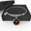 My Little Girl Forever, Love Dad (Yellowish Text) - Silver Finished Circle Bangle Bracelet - podprintz.com