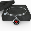 My Little Girl Forever, Love Dad (White Text) - Silver Finished Circle Bangle Bracelet - podprintz.com