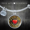My Little Girl Forever, Love Dad (Yellow Text) - Silver Finished Circle Bangle Bracelet - podprintz.com