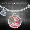 My Little Girl Forever, Love Dad - Silver Finished Circle Bangle Bracelet (Red on Transparent) - podprintz.com