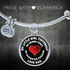 My Little Girl Forever, Love Dad (White Text) - Silver Finished Circle Bangle Bracelet - podprintz.com