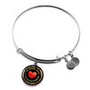 My Little Girl Forever, Love Dad (Yellowish Text) - Silver Finished Circle Bangle Bracelet - podprintz.com
