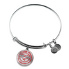 My Little Girl Forever, Love Dad - Silver Finished Circle Bangle Bracelet (Red on Transparent) - podprintz.com