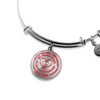 My Little Girl Forever, Love Dad - Silver Finished Circle Bangle Bracelet (Red on Transparent) - podprintz.com