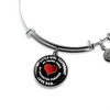 My Little Girl Forever, Love Dad (White Text) - Silver Finished Circle Bangle Bracelet - podprintz.com
