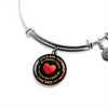 My Little Girl Forever, Love Dad (Yellowish Text) - Silver Finished Circle Bangle Bracelet - podprintz.com