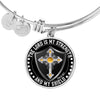 LORD IS MY STRENGTH AND MY SHIELD (YELLOW CROSS) - SILVER AND GOLD FINISHED CIRCLE BANGLE BRACELET EO - podprintz.com