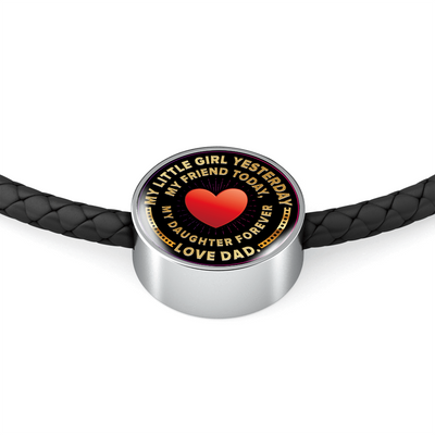 My Little Girl, Love Dad - Woven Double Braided Leather Bracelet - podprintz.com