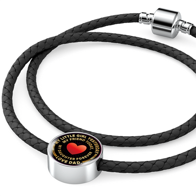 My Little Girl, Love Dad - Woven Double Braided Leather Bracelet - podprintz.com