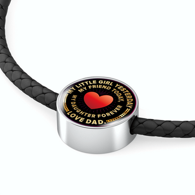 My Little Girl, Love Dad - Woven Double Braided Leather Bracelet - podprintz.com