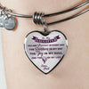 MY DAUGHTER YOU ARE PRECIOUS, SUNSHINE, JOY LOVE DAD - SILVER AND GOLD FINISHED HEART SHAPED NECKLACE AND BANGLE BRACELET (PURPLE ON TRANSPARENT) EO - podprintz.com