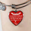MY DAUGHTER YOU ARE PRECIOUS, SUNSHINE, JOY LOVE DAD - SILVER AND GOLD FINISHED HEART SHAPED NECKLACE AND BANGLE BRACELET (WHITE ON RED) EO - podprintz.com