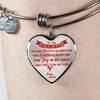 MY DAUGHTER YOU ARE PRECIOUS, SUNSHINE, JOY LOVE MOM - SILVER AND GOLD FINISHED HEART SHAPED BANGLE BRACELET (RED ON TRANSPARENT) - podprintz.com