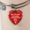 I DON'T HAVE A STEPDAUGHTER, BORN BEFORE I MET HER, SILVER OR GOLD FINISHED HEART SHAPED NECKLACE AND BANGLE BRACELET (WHITE ON RED) EO - podprintz.com