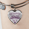 I DON'T HAVE A STEPDAUGHTER, SILVER OR GOLD FINISHED HEART SHAPED BANGLE BRACELET (PURPLE ON TRANSPARENT) - podprintz.com