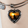 My Daughter, You are Amazing, Silver or Gold Finished Heart Shaped Bangle Bracelet (Sunset Beach Deck Edition) - podprintz.com
