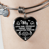 MY LITTLE GIRL YESTERDAY - FRIEND TODAY - DAUGHTER FOREVER - SILVER HEART BANGLE BRACLET - podprintz.com