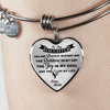 MY DAUGHTER YOU ARE PRECIOUS, SUNSHINE, JOY LOVE MOM - SILVER AND GOLD FINISHED HEART SHAPED BANGLE BRACELET (BLACK ON TRANSPARENT) - podprintz.com