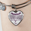MY DAUGHTER YOU ARE PRECIOUS, SUNSHINE, JOY LOVE MOM - SILVER AND GOLD FINISHED HEART SHAPED BANGLE BRACELET (PURPLE ON TRANSPARENT) - podprintz.com