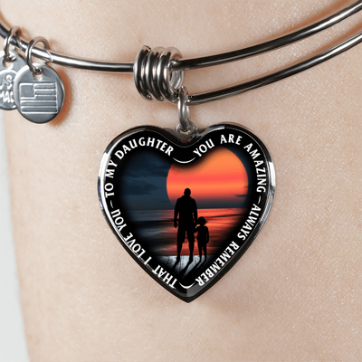 My Daughter, You are Amazing, Silver or Gold Finished Heart Shaped Necklace (Pink Sunset Deck Edition) EO - podprintz.com