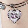 DADDY'S LITTLE GIRL GOLD OR SILVER FINISHED HEART SHAPED NECKLACE OR BANGLE BRACELET, PURPLE ON TRANSPARENT (EO) - podprintz.com