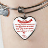 MY DAUGHTER YOU ARE PRECIOUS, SUNSHINE, JOY LOVE DAD - SILVER AND GOLD FINISHED HEART SHAPED NECKLACE AND BANGLE BRACELET (RED ON WHITE) EO - podprintz.com