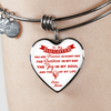 MY DAUGHTER YOU ARE PRECIOUS, SUNSHINE, JOY LOVE MOM - SILVER AND GOLD FINISHED HEART SHAPED BANGLE BRACELET (RED ON WHITE) - podprintz.com