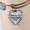 MY DAUGHTER, DADDY LOVES YOU - SILVER FINISHED HEART BANGLE BRACLET (BLACK ON TRANSPARENT) - podprintz.com
