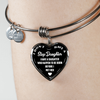 I DON'T HAVE A STEPDAUGHTER, BORN BEFORE I MET HER, SILVER OR GOLD FINISHED HEART SHAPED BANGLE BRACELET (WHITE ON BLACK) - podprintz.com