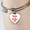 ROCKIN' THE SPOILED, WIFE LIFE - SILVER AND GOLD FINISHED HEART SHAPED BANGLE BRACELET AND NECKLACE (RED TEXT ON WHITE) EO - podprintz.com